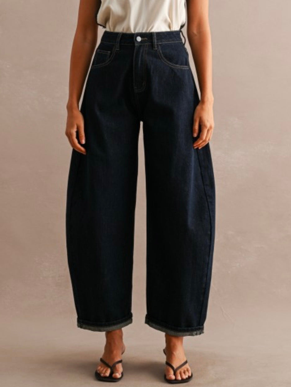 Dark Blue jeans barrel pants