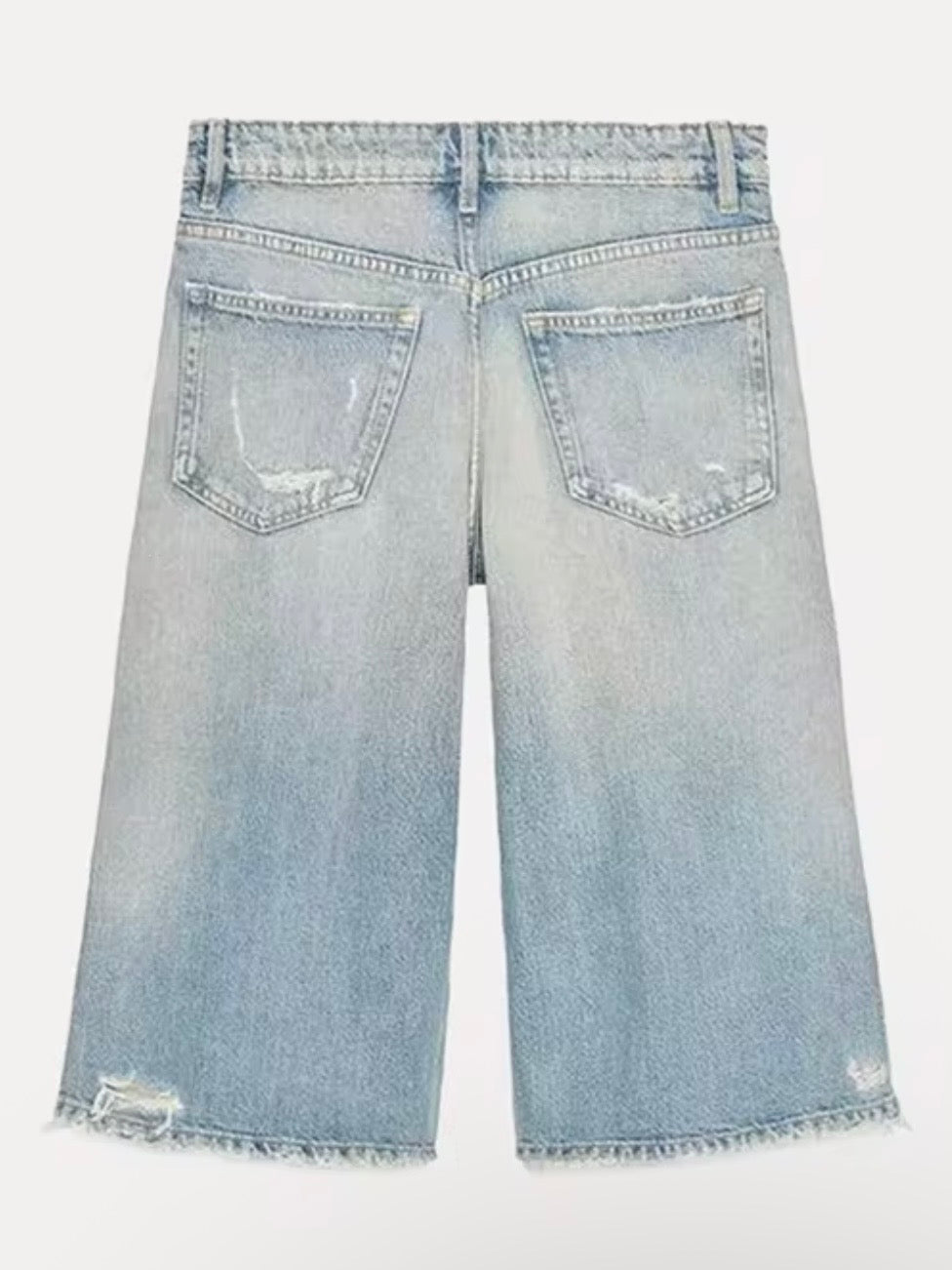 Light blue destroyed Bermudas jeans long shorts pants