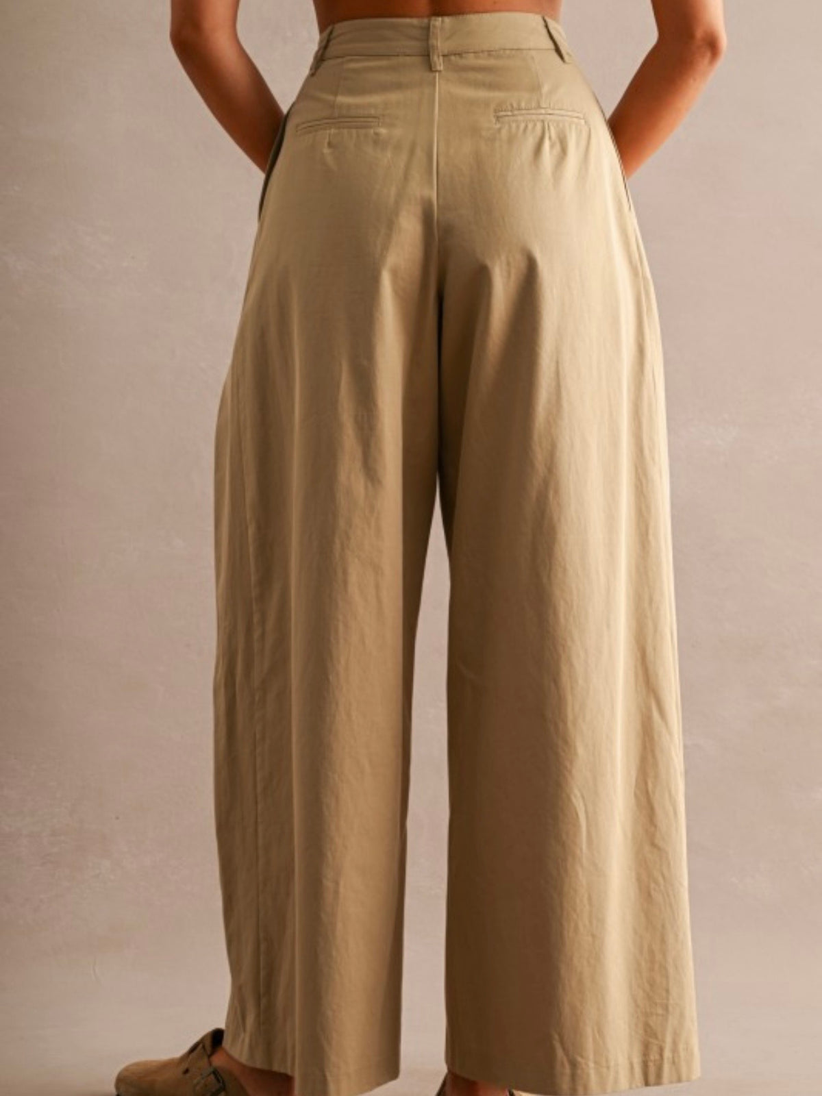 High-wasted wide leg front pleats wrap style side pants