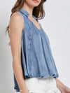 Denim frayed seams tank top
