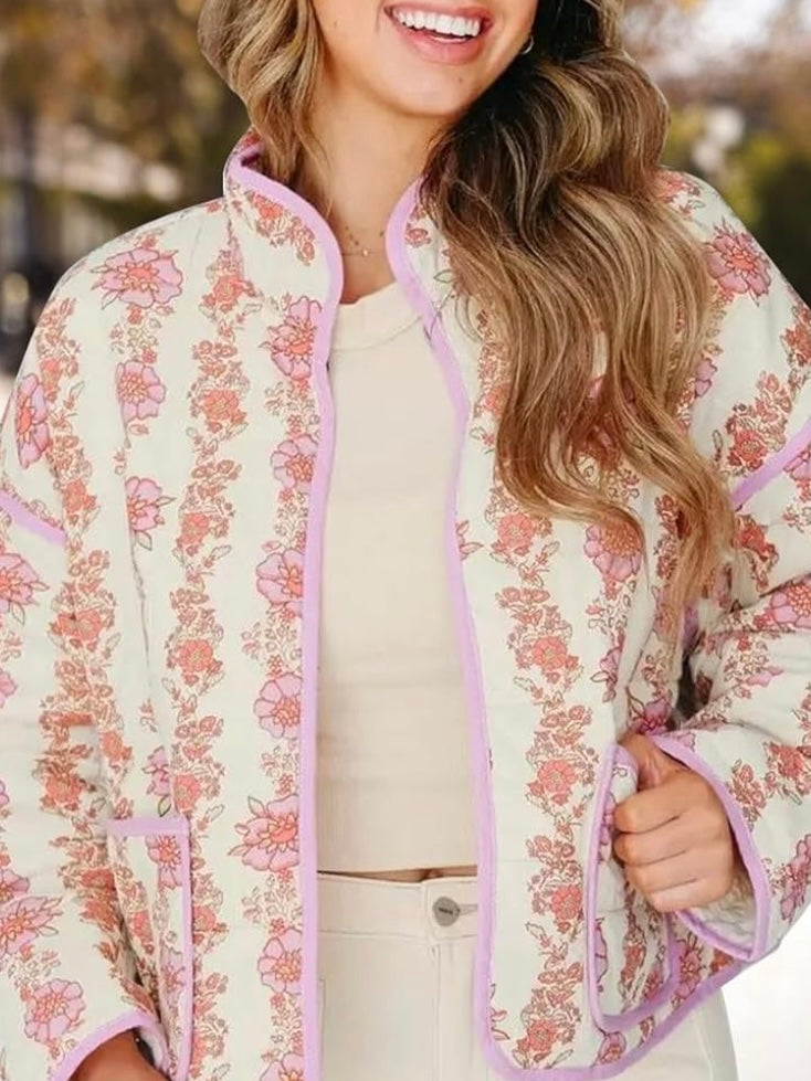 Beige floral light coat jacket