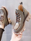 Gray patent high top loafers platform