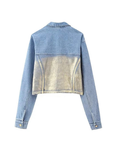 Blue and gold jeans jacket