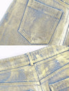 Mid blue and gold denim tube maxi skirt