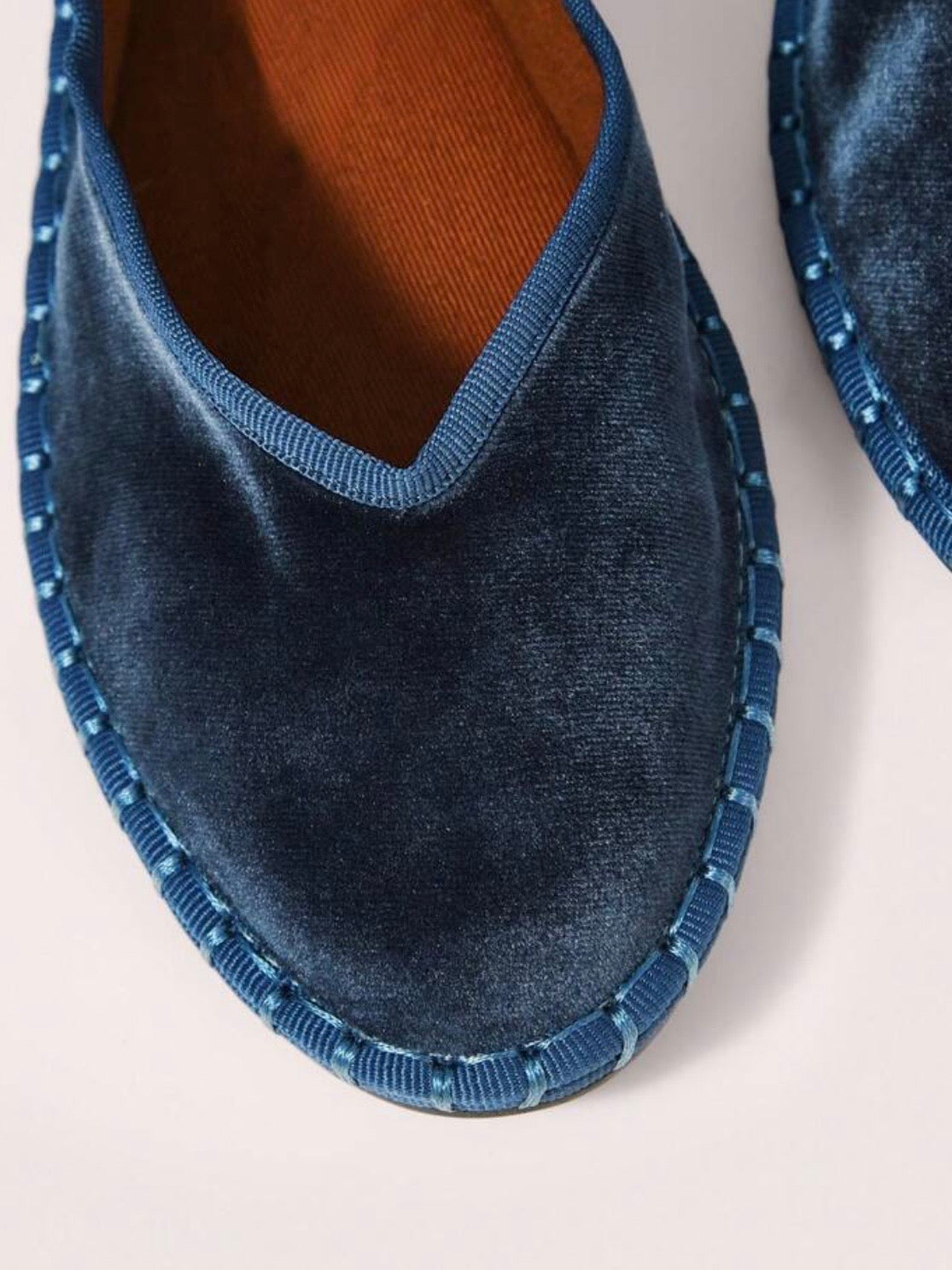 Blue ballet elastic ankle strap flats shoes