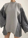 Gray mix fabrics top sweater
