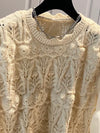 Beige asymmetric mix fabrics top sweater
