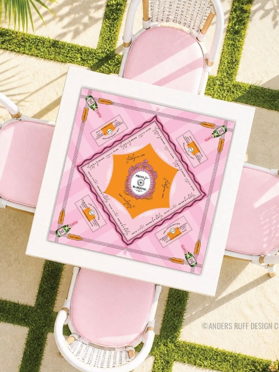 Orange and pink printed Mahjong mat