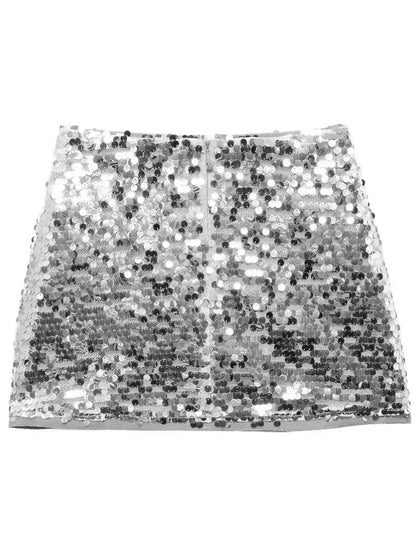 Silver sequins set of 2 vest top and shorts pants