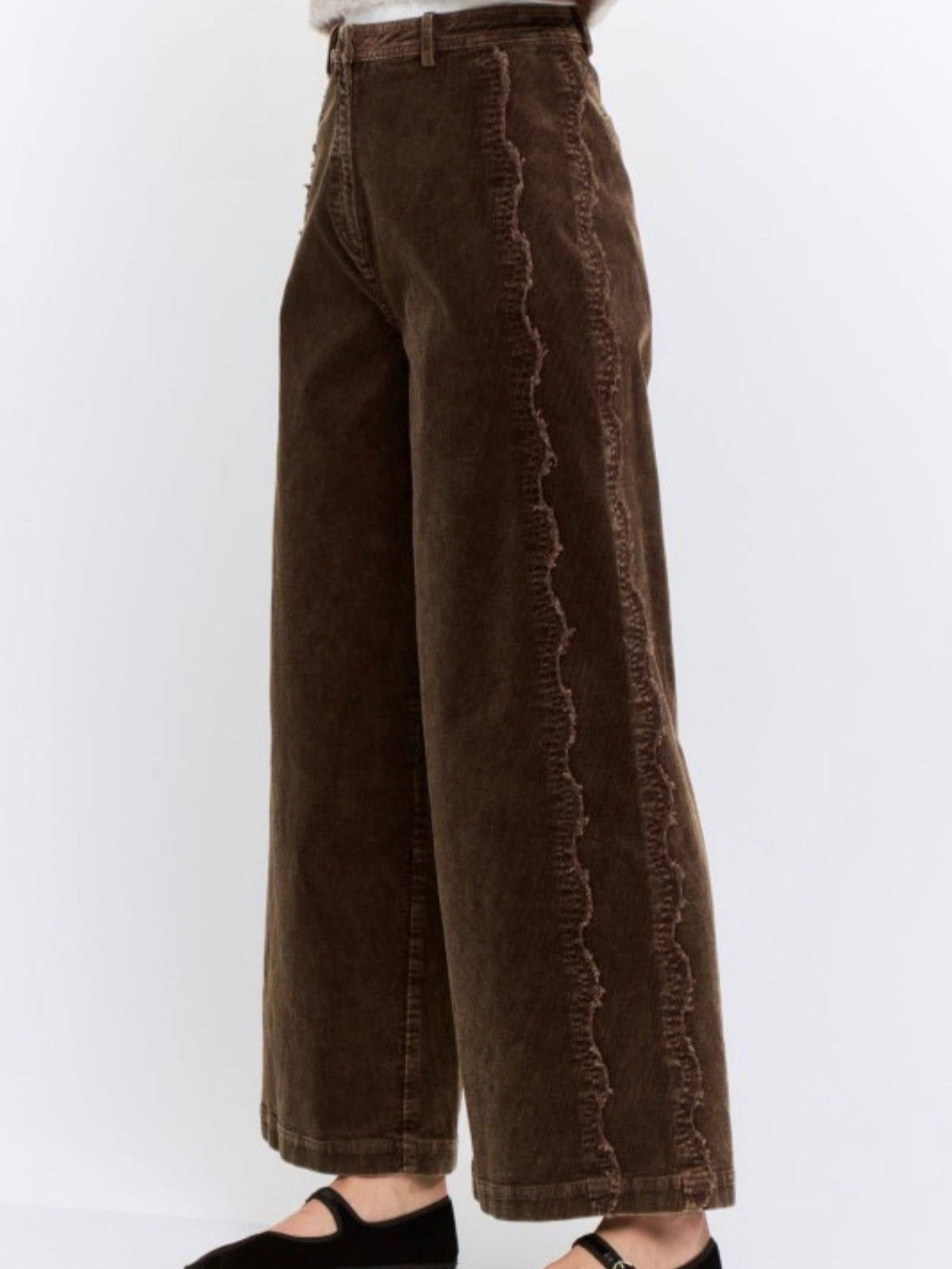 Pantalones capri rectos de tela en colores sólidos