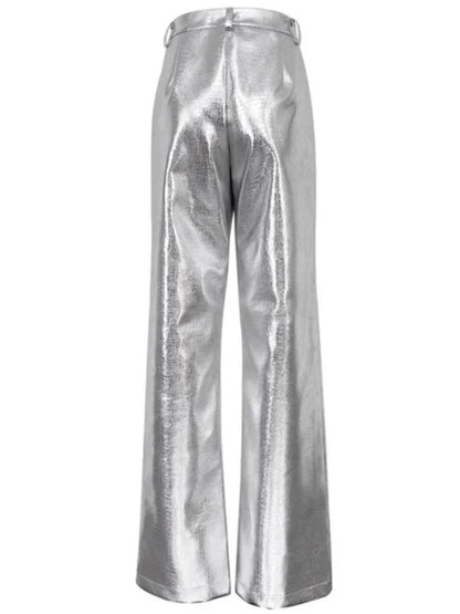 Metallic gold/silver straight pants