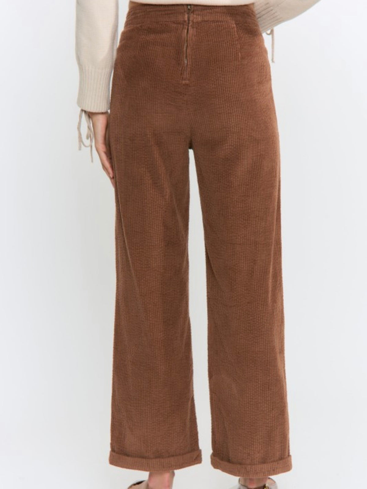 Pantalones capri rectos de tela en colores sólidos