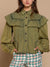 Army green ruffled and spikes shirt