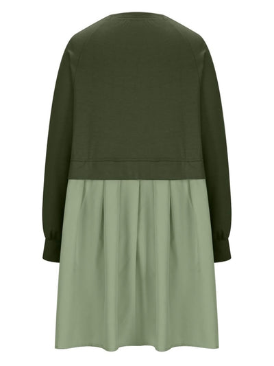 Double green block short sleeves short dress
