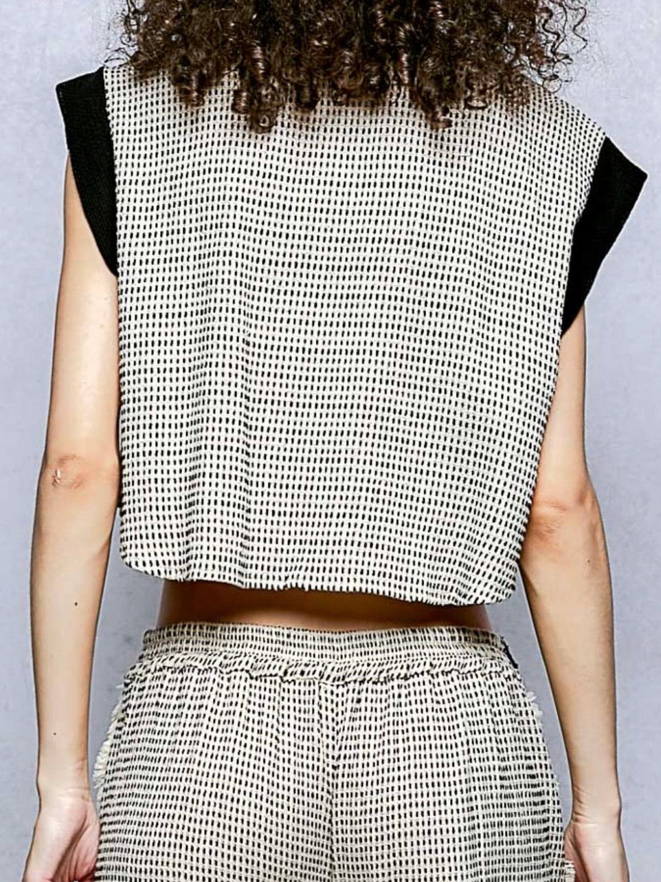 Natural beige and black set of 2 shirt and pants