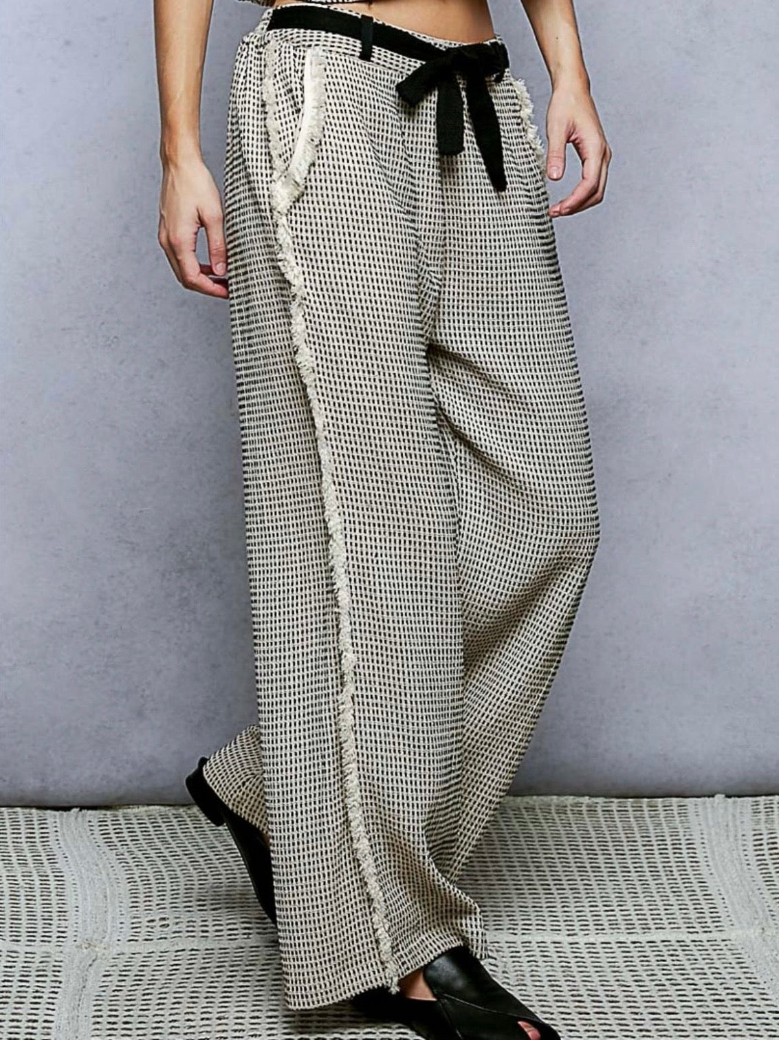 Natural beige and black set of 2 shirt and pants