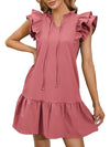 Guava pink ruffled sleeveless short dress