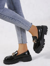 Black platform gold chain Oxford shoes