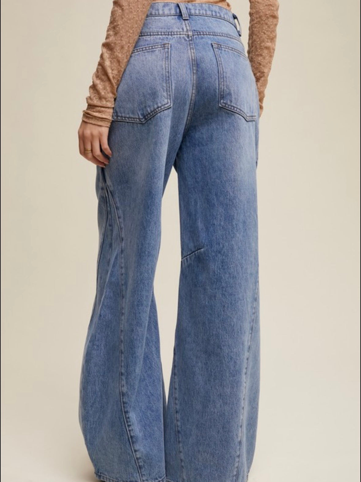 Blue High Rise Wide Leg Jeans