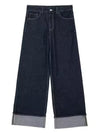 Dark blue wide jeans pants