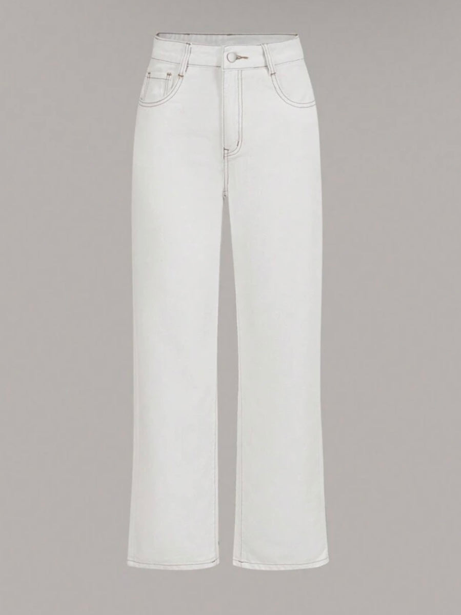 White straight jeans