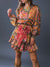 Orange and fuchsia printed mini dress