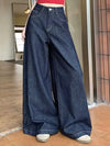 Dark blue wide jeans pants