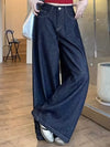 Dark blue wide jeans pants