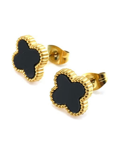 Black and golden shamrock earrings