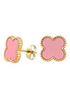 Pink and golden shamrock earrings