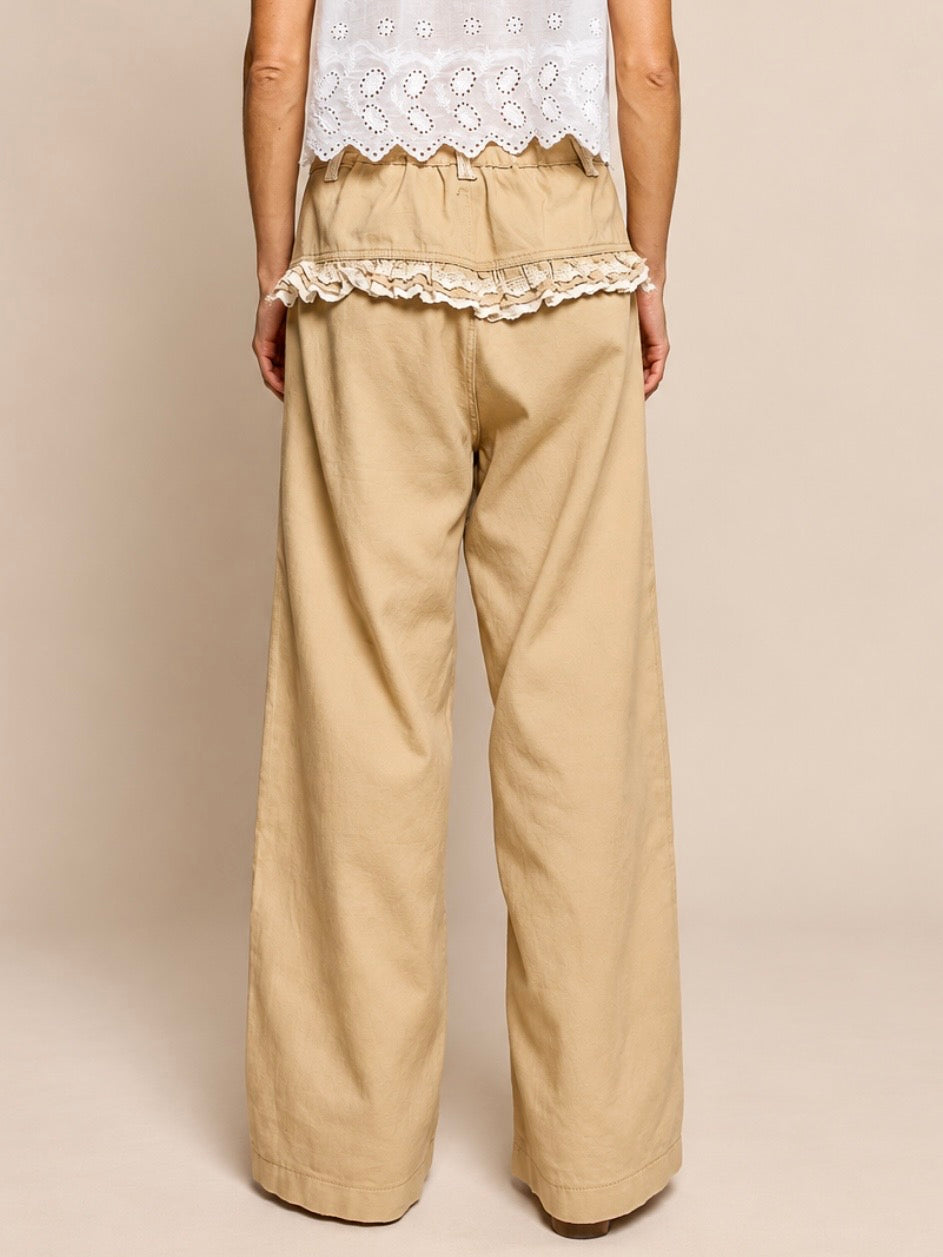 Pantalones capri rectos de tela en colores sólidos