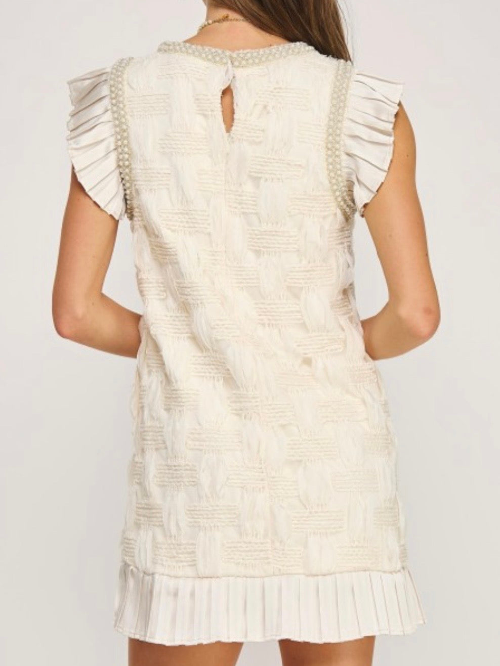 Beige ruffles mini dress