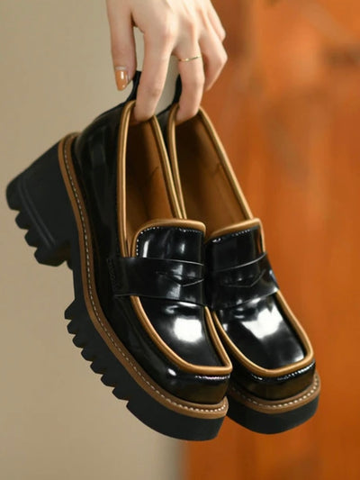 Black and brown platform Oxford shoes