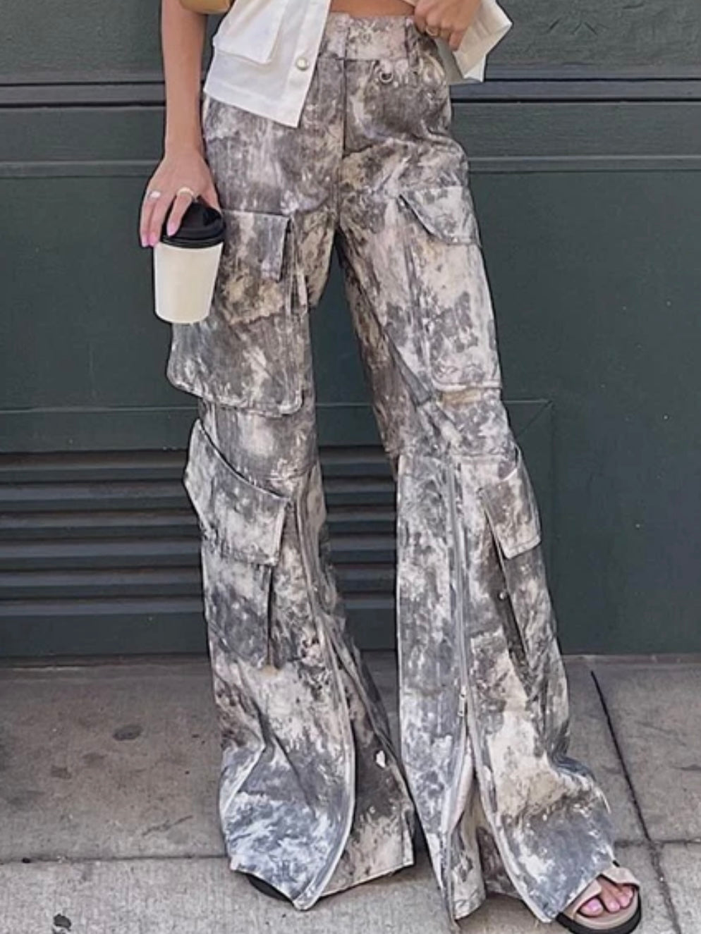 Gray camouflage cargo pants