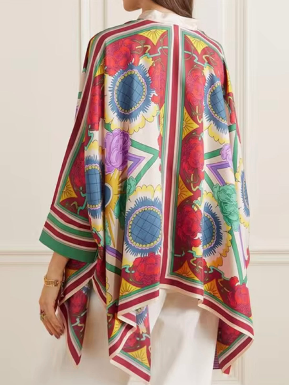 Multicolored wide loose fit tunic shirt