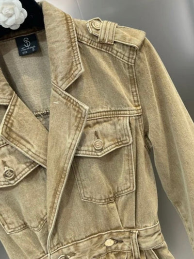 Camel denim long sleeves jumper overall