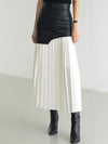 Black and white pleaded wide midi skirt