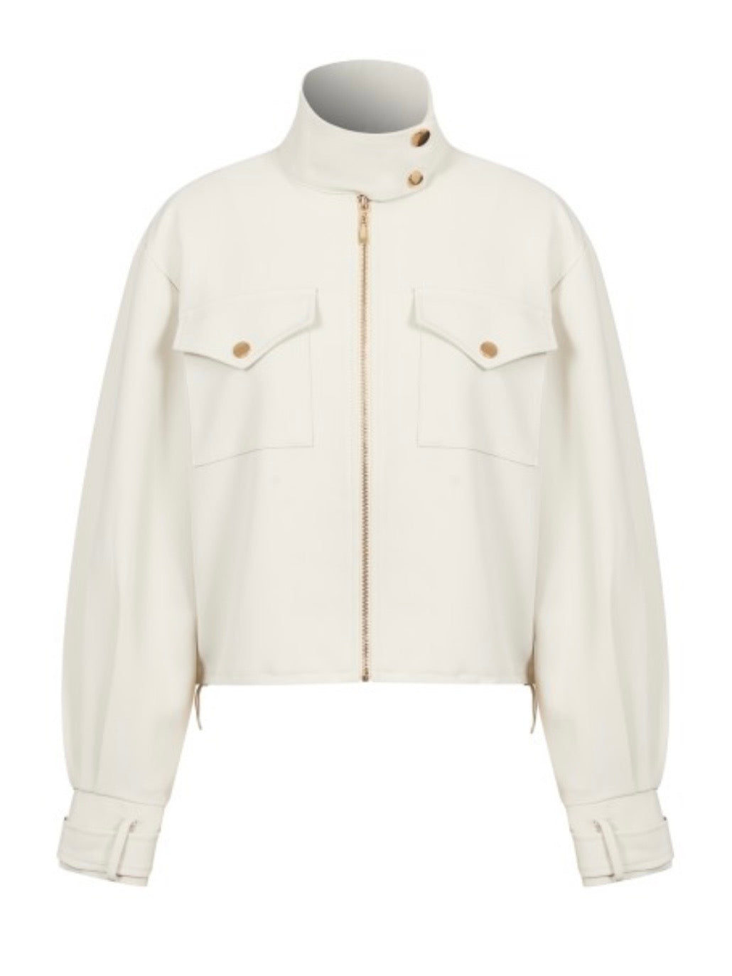 Off white zipper front closure jacket and pants set