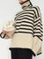 Beige and black striped embroidery sweater