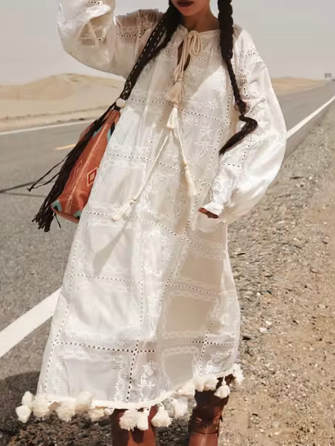 Boho beige maxi dress