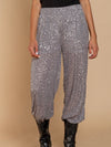 Silver sequins relaxed fit pants