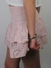 Solid colors lace layered mini skirt