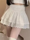 White lace layered mini skirt