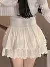 White lace layered mini skirt