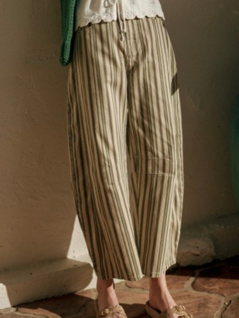 Brown and beige striped print Pattern Barrel Pants