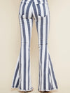 Blue and white flare jeans