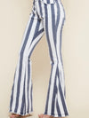 Blue and white flare jeans
