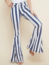 Blue and white flare jeans