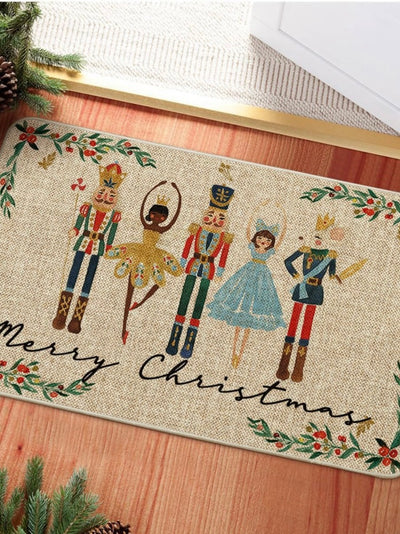 Beige Christmas entrance carpet