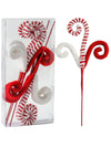 Set of 6 red and white woolen candy Christmas picks